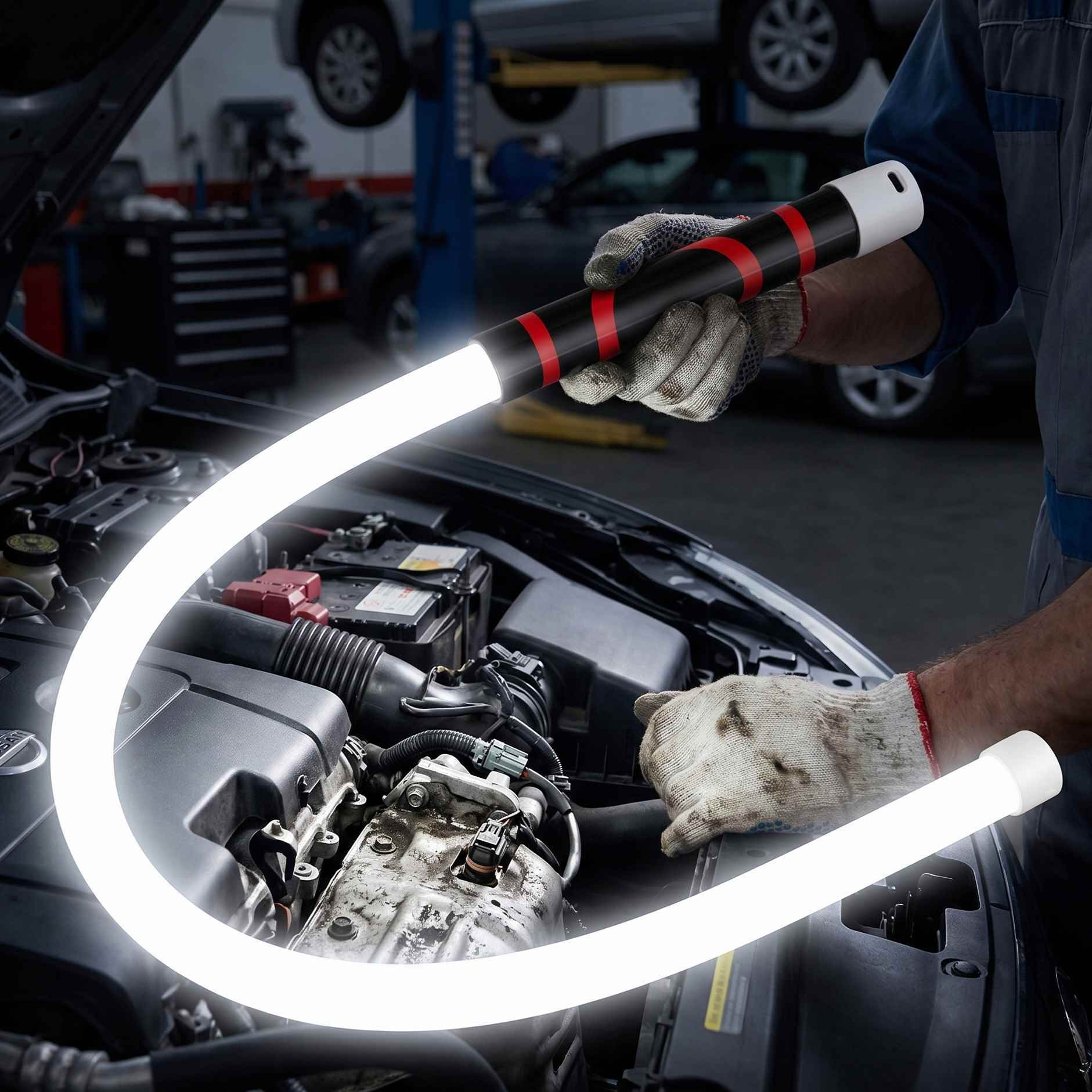 Flexible LED Work Light Bar Rechargeable Bendable Inspection Lamp COB Strip Light for Car Repair Garage Outdoor Camping