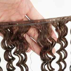 Venta al por mayor de cabello humano 100% Genius Weft 12A, cutícula cruda, rizado, ultrafino, onda profunda, Genius Weft Remy, cabello humano invisible en paquete. - Product Image 5