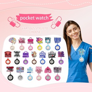 Reloj electrónico de dibujos animados de enfermera y doctor, reloj de cuarzo telescópico con insignia médica de acrílico de 4 cm y función antipérdida - Product Image 4