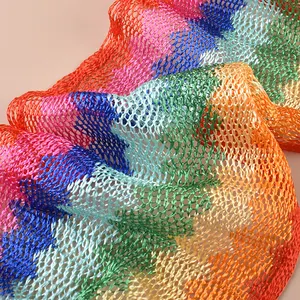 Bufanda de cinta de borla colorida versátil de verano para mujer con protección para el cuello, bufanda de cinta brillante de tira larga bufanda de noche
