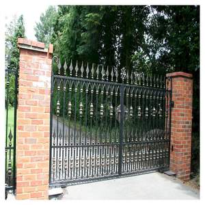 Puerta Batiente de Hierro Forjado Prima Luxury Villa, Puerta de Entrada Metálica Personalizada para Exteriores, Decorativa para Entrada de Vehículos con Diseño Moderno de Vetas de Madera - Product Image 4