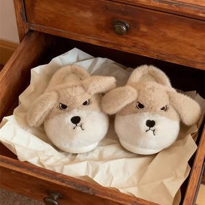 XIXITIAO Vente en gros de pantoufles amusantes <span class=keywords><strong>pour</strong></span> couples d'animaux, pantoufles en peluche <span class=keywords><strong>pour</strong></span> <span class=keywords><strong>chien</strong></span> avec semelle en EVA, cadeau d'hiver, fournisseur de chaussures d'intérieur - Product Image 3