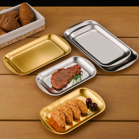 Plateau de service multifonctionnel en acier inoxydable épaissi pour barbecue, sushis, desserts et plats plats, qualité alimentaire coréenne, 50 pièces