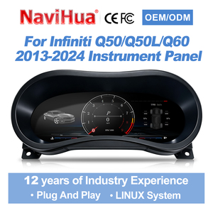 ชุดอัพเกรดหน้าปัดรถยนต์ Navihua สำหรับ Infiniti Q50/Q50L/Q60 ปี 2013-2024 ระบบ Linux ดิจิตอล แสดงผลความเร็วแบบอัตโนมัติ - Product Image 1