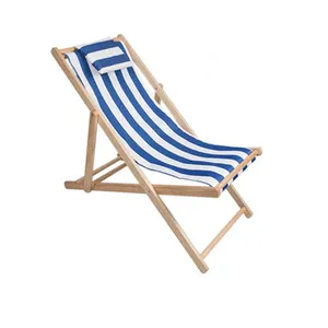 Großhandel Outdoor Beach Chair verstellbare Klappstühle aus Holz und Leinwand Tragbarer Lounge Liegestuhl