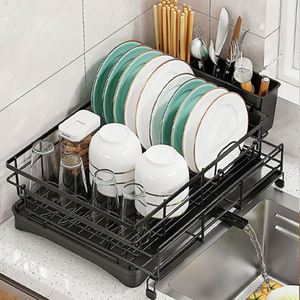 Égouttoir de cuisine télescopique en acier au carbone pour couteaux, cuillères, fourchettes, bols et vaisselle, avec support à couverts pour comptoir - Product Image 3
