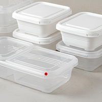 Boîte à emporter jetable en plastique PP de qualité alimentaire, boîte à lunch avec couvercle à clipser, 892 ml, 792 ml