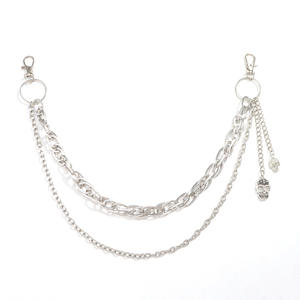 Cadena de cintura metálica con calavera estilo punk para mujer, de aleación de zinc, doble capa, estilo urbano, cadena decorativa para el cuerpo, uso casual - Product Image 5