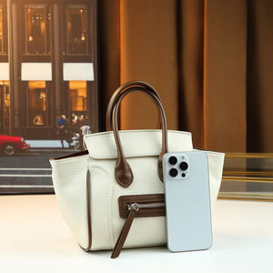 Sac fourre-tout color block motif <span class=keywords><strong>smiley</strong></span>, grain litchi, style rétro, spacieux, pour femme - Product Image 3