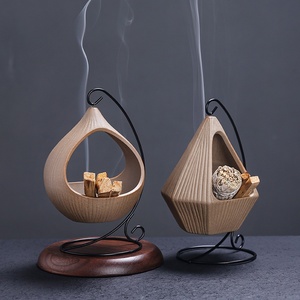 Brûleur d'encens en céramique LANJO pour Palo Santo et <span class=keywords><strong>sauge</strong></span> avec support pour Bakhoor et four suspendu artisanal pour la combustion - Product Image 1