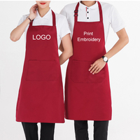 Tabliers de Travail de Cuisine Unisexe Professionnels en Gros avec Poches, Noirs Unis, pour Chefs et Serveurs, Logo Personnalisé