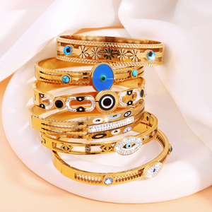 Bracciale da donna in acciaio inossidabile placcato oro anti-sbiadimento con occhio di diavolo, nuova moda 2026, braccialetti in acciaio al titanio anti-sbiadimento - Product Image 1