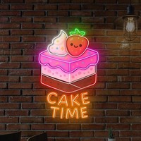 Vente flash, livraison directe, néon LED personnalisé imprimé UV, tiramisu, long, durable, éclairé, acrylique, néon LED pour pâtisserie, enseigne néon LED personnalisée