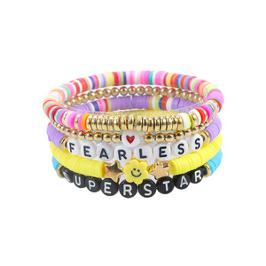 BP1020 Empilage Inspirant pour Bracelet Coloré Arc-En-Ciel Polymère Argile Disque <span class=keywords><strong>Heishi</strong></span> Perlé Lettres Initiales Mignonnes Lettres Initiales - Product Image 6
