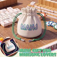 Sac de voyage portable en cuir PU avec cordon de serrage et logo personnalisé, pochette de rangement pour éclats de mahjong