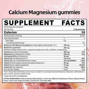 Caramelle Gommose OEM alla Berberina con CoQ10, Magnesio, Calcio e Vitamine Essenziali, Senza Glutine, con Calcio, Magnesio e Zinco - Product Image 3