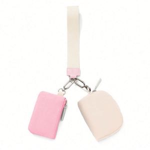 Fashion Polyester Double Wrist LULU Wallet Coin Bag with Custom Logo Dual Pouch <b>Wristlet</b> Keychain Bracelet Card Holder Wallet - Product Image 4