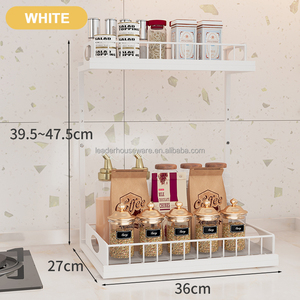 Organizzatore Estraibile a Due Livelli in Metallo per Sotto Lavello, Scaffale Multifunzione Regolabile in Altezza per Armadio - Product Image 3