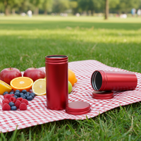 Boîte de rangement de luxe en aluminium noir mat de qualité alimentaire pour cosmétiques et soins de la peau, hermétique, anti-humidité, inodore, sûre, avec bouchon à vis sérigraphié