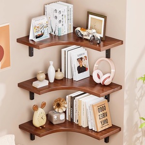 <b>Corner</b> Wall Shelf Three Layer MDF <b>Storage</b> <b>Unit</b> For Living Room Durable Design - Product Image 1