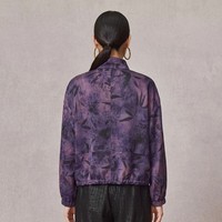 Veste Gambiered de style chinois à manches longues, col montant, fermeture éclair, ourlet à cordon de serrage, en tissu premium 100% soie de mûrier à motif bambou