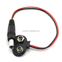 DC 5.5*2.1mm 3.5mm 암 전원 어댑터 12cm 6F22 T-형 9V 배터리 버튼 배터리 캡
