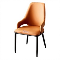 Ensemble de salle à manger ergonomique rembourré, dossier incurvé minimaliste, coussin de siège en mousse souple, pieds en métal noir pour une utilisation moderne dans un café