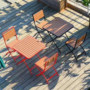 Modern Simple Commercial Outdoor <strong>Folding</strong> <strong>Dining</strong> <strong>Table</strong> <strong>Chair</strong> Rectangle Metal Waterproof Cushion for Villa Courtyard Camping <strong>Table</strong> - Product Image 1