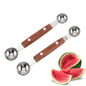 ที่ตักแตงโมสแตนเลส 16.7 ซม. ด้ามไม้ ที่ตักไอศกรีม ที่แบ่งผลไม้ อุปกรณ์ครัวแบบใช้มือ - Product Image 2