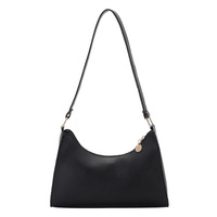 Sac à bandoulière pour femme en cuir PU, sac sous le bras, couleur unie simple, style décontracté pour femme, sac à main