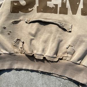 Sudadera con capucha personalizada con efecto desgastado, estilo streetwear, hombros caídos, lavado ácido, corte holgado, para hombre, de algodón grueso. - Product Image 5