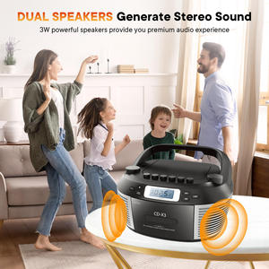 Lecteur CD rétro portable BT, lecteur de cassettes, batterie rechargeable, lecture MP3, carte TF, lecteur audio multifonctionnel - Product Image 5