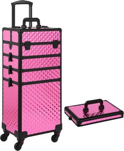 Valise de maquillage en aluminium durable à roulettes, fermeture à boucle, résistante à l'<span class=keywords><strong>eau</strong></span>, portable pour une utilisation professionnelle en cosmétologie - Product Image 1