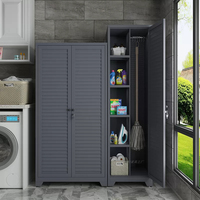 Armoire de rangement économique pour nettoyage, casier de rangement pour outils d'entretien, organisateur de balais et serpillères, poudre