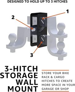 Support mural pour attelage de remorque 1,25 po et 2 po, organisateur de garage suspendu, porte-vélos, porte-bagages, rangement - Product Image 2