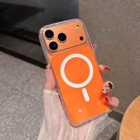 Étui de téléphone portable Heybingo de luxe transparent magnétique TPU+PC avec charge sans fil, anti-traces de doigts, design diamant pour 17/16/15/14
