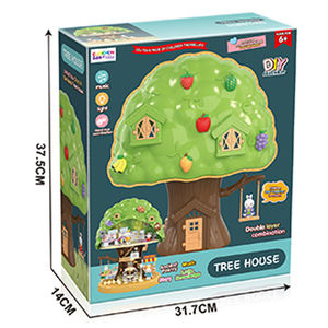 Set Giocattolo Fai-da-Te 2022: Animali della Foresta nella Casa sull'Albero con Mini Mobili e Quattro Coniglietti - Product Image 3