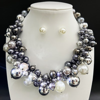Ensemble collier et boucles d'oreilles en imitation perle baroque plaqué or, nouveau design tendance, vente en gros, pour femmes, dans plusieurs styles