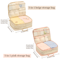 Sac de rangement de voyage multi-poches 5 en 1, organisateur de bagages portable pour vêtements, soutien-gorge, sous-vêtements, chaussettes