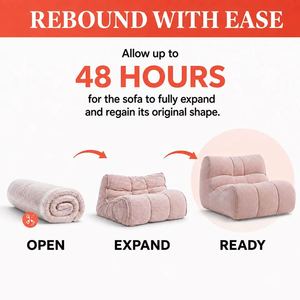 Fauteuil lounge confortable tout en mousse, <span class=keywords><strong>canapé</strong></span> de sol modulaire en chenille <span class=keywords><strong>rose</strong></span> pour petit appartement, dortoir, coin lecture - Product Image 6