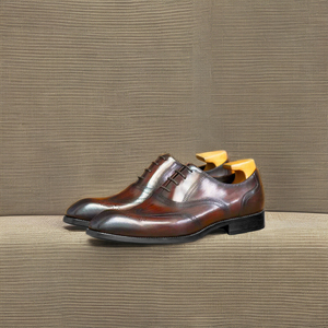 Zapatos de cuero con punta cuadrada de estilo informal de negocios de calidad japonesa, cierre con cordones, patrón sólido de madera de imitación para servicio público - Product Image 3
