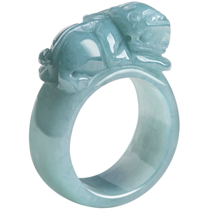 Authentic Natural A-Grade Jadeite Blue Water Fox-Shaped Finger <b>Ring</b> Rhodium 925 <b>Silver</b> Wedding <b>Ring</b> for <b>Men</b> Women Elegant Design - Product Image 5