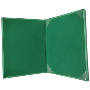 Personalized A4 Size Green Pu Leather Bound Certificate File Folder With Gold Foil Designs