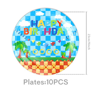 Design créatif dessin animé S0NlC les fournitures de fête de hérisson avec des assiettes en papier tasses serviettes pour <span class=keywords><strong>le</strong></span> Kit de vaisselle d'anniversaire à thème - Product Image 5