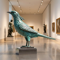Élégante Statue de Pie en Bronze – Sculpture d'oiseau sauvage en bronze, fabriquée à la main par la méthode de la cire perdue