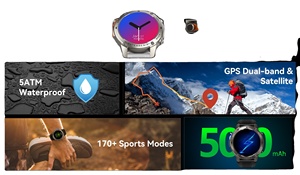 Reloj Inteligente DM56 2025 con GPS, Monitor de Actividad Física y Sueño, Pantalla AMOLED, Llamadas por Bluetooth, Unisex, Resistente al Agua 5ATM, Correa de Silicona para Deportes al Aire Libre - Product Image 4