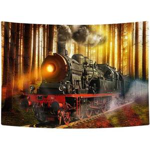 Tapiz de tren de vapor Retro Vintage Bzhilja, tren antiguo, vía de ferrocarril, tren exprés, ferrocarriles, tapices de motor antiguo, tapices - Product Image 1