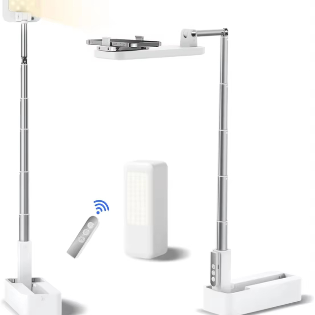 Omnibearing Rechargeable Selfie Stick Brightness LED Light Foldable Mobile Phone Holder Wireless Rotation Smartphone Stand Live