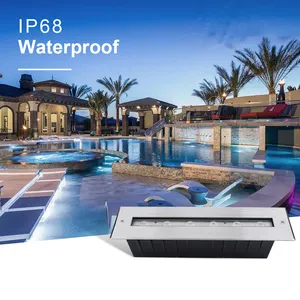 Mới nhất hình chữ nhật sáng IP68 SS316L ánh sáng dưới nước 6W 3000K Led hồ bơi ánh sáng tuyến tính inground ánh sáng Tường máy giặt