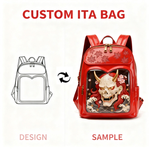 Sac à dos Ita personnalisé OEM en PU, design gothique tête de mort, étanche, forme carrée, fermeture éclair, pour exposition de bandes dessinées, sacs à dos pour femmes - Product Image 3
